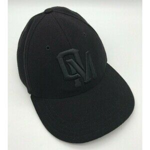 OM Oscar Mike Black on  Black Baseball Cap S/M Size Stretch Hat Embroidered USA